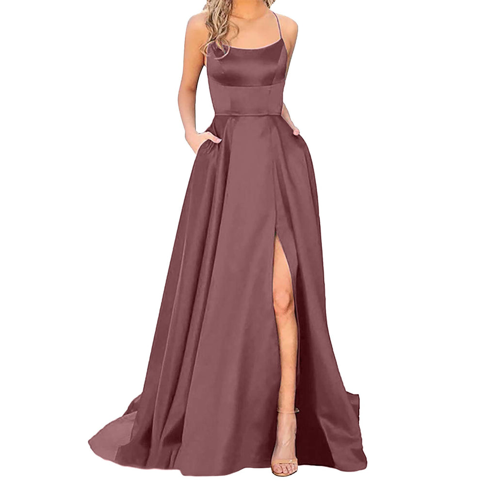 solid color european and american bridesmaid dresses long slimming off-the-shoulder best friend  fashion bridesmaid evening gowns