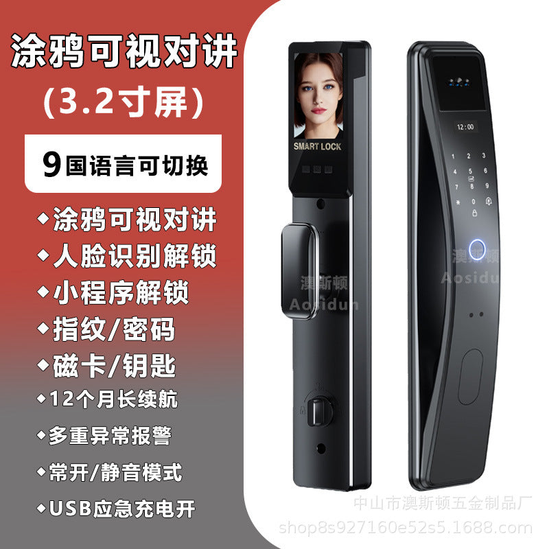 Face recognition smart fingerprint lock for home anti-theft door smart lock remote unlocking password lock electronic door lock in stock