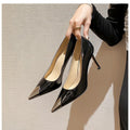 Korean style autumn/winter park chae-young inspired high heels - women's 2026 new design, elegant metallic pointed toe pumps for spring