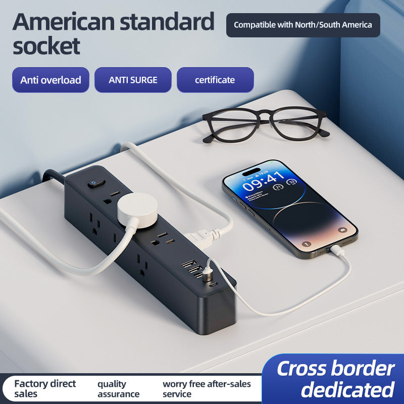 Us standard pure copper power strip multifunctional mexican socket usb power strip type-c american 110v japanese taiwanese