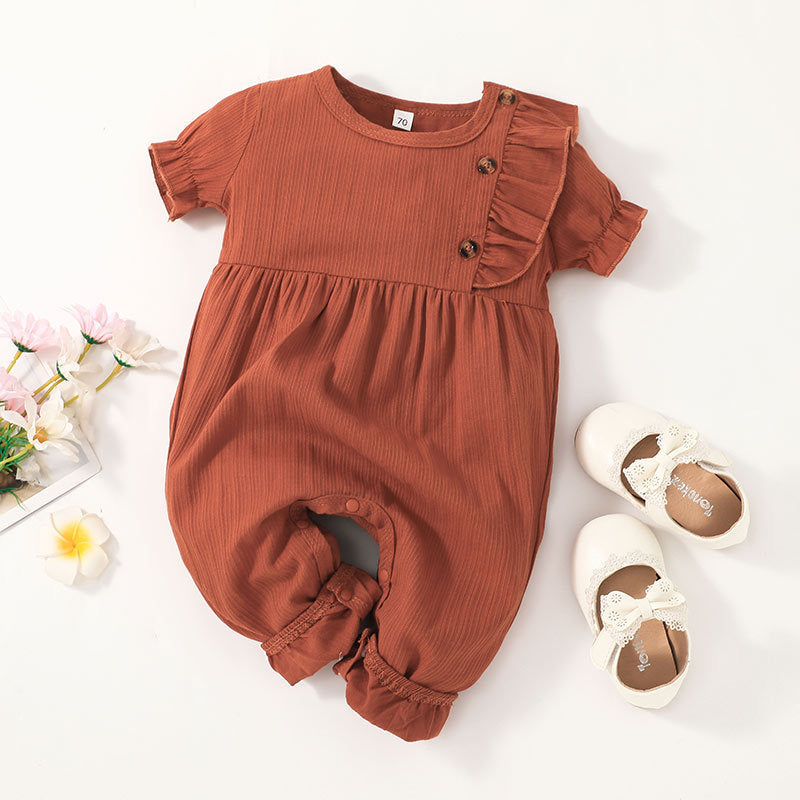 Kids' summer fashion: girls' short-sleeve romper - baby & toddler onesie, casual & simple, 100% cotton