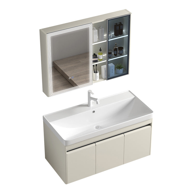 Stainless steel moisture-proof bathroom cabinet, smart mirror cabinet, washstand, ceramic integrated washbasin, deepen seamless washstand