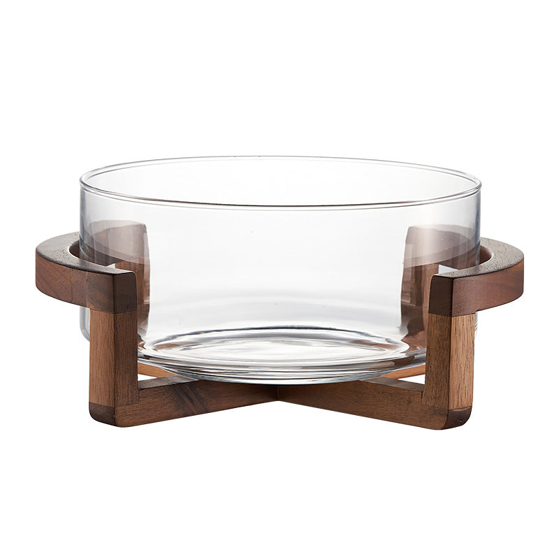 Glass fruit bowl salad bowl with stand - ideal for hotel reception, ktv buffets, home use, welcome snacks, candy storage, and fruit serving