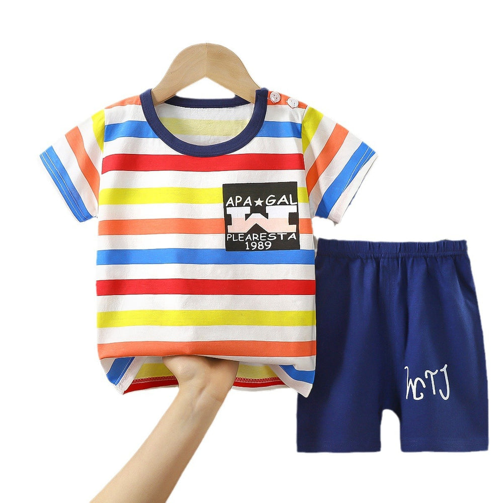 Summer children's clothing set: pure cotton t-shirt & underwear for boys and girls, baby & infant short-sleeve tee and shorts - dropshipping available