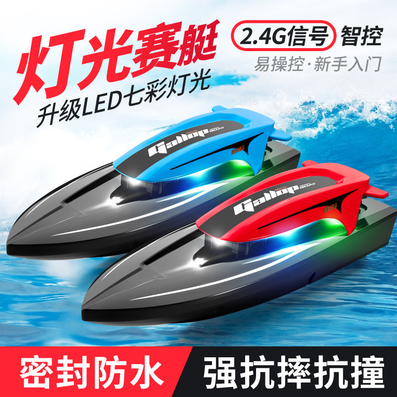 summer 816 remote control boat with led color-changing lights, 2.4g remote control high-speed speedboat racing airboat water toy