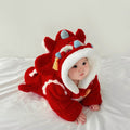 Baby boys' and girls' fleece-lined, extra-thick winter outfit - festive new year's bodysuit - super cute and trendy newborn baby's new year's greeting winter wear