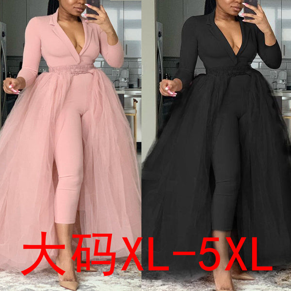 VK2256 Hot Sale European and American Sexy Fashion Mesh Two-piece Set