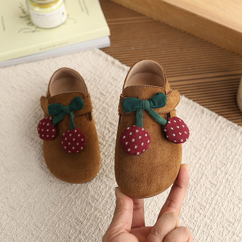 Vancahao little girl's cute birkenstock-style shoes  soft sole korean style girls' single shoes velcro casual baby shoes