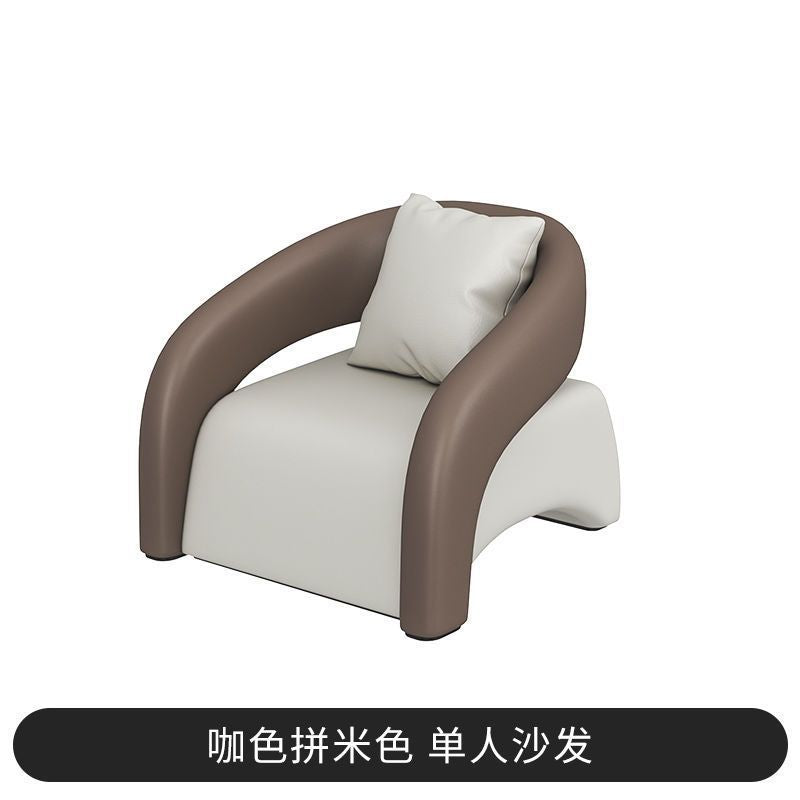 Business reception room negotiation area sofa lounge three-seater office coffee table top grain leather