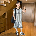 Boys'  summer new arrival: sporty letter print t-shirt & sleeveless set - trendy brand, relaxed fit, casual style