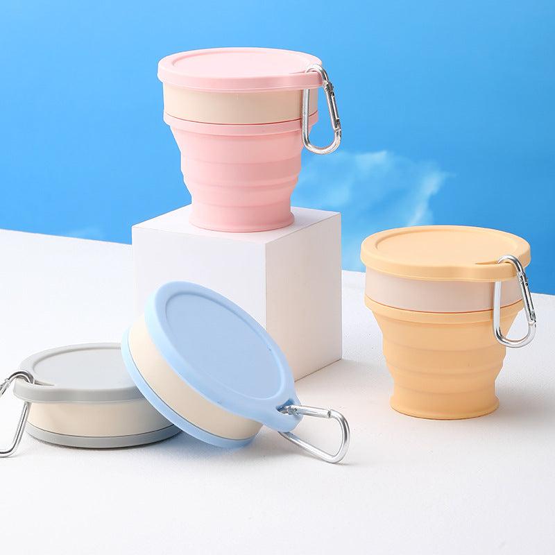 Upgraded silicone collapsible cup with hanging hole - portable travel water bottle for outdoor use, suitable for kids