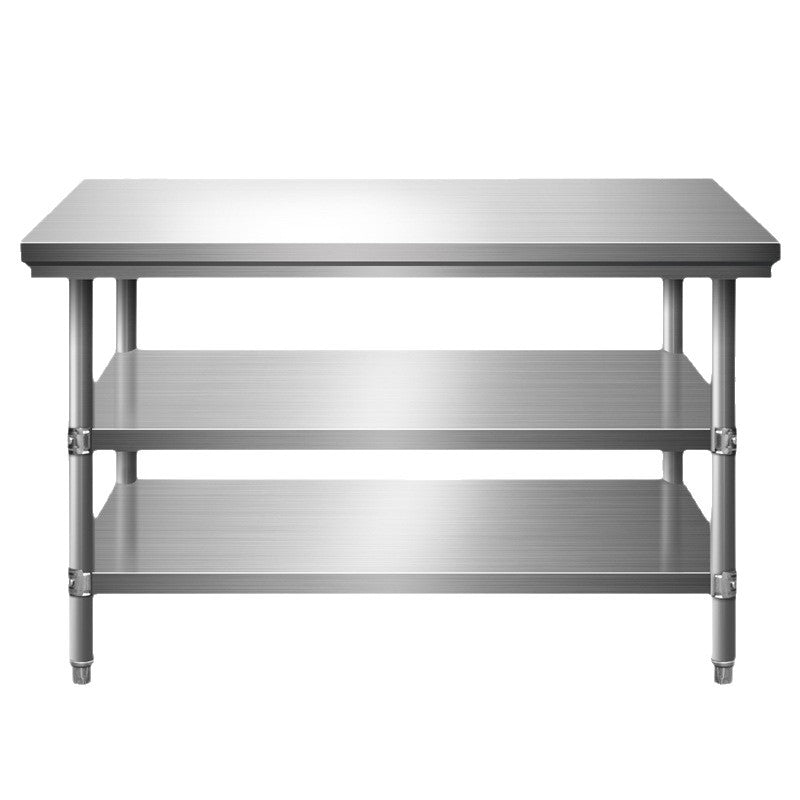 Double-layer workbench commercial for home hotel restaurant kitchen simple cutting table operating table stainless steel workbench