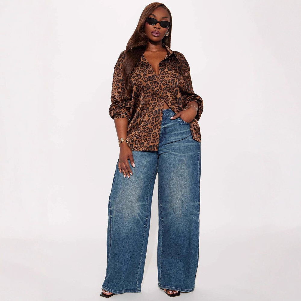 Amazon fashion cross-border  autumn american retro leopard print shirt women's trendy looseeasiest for match outwear women's clothing