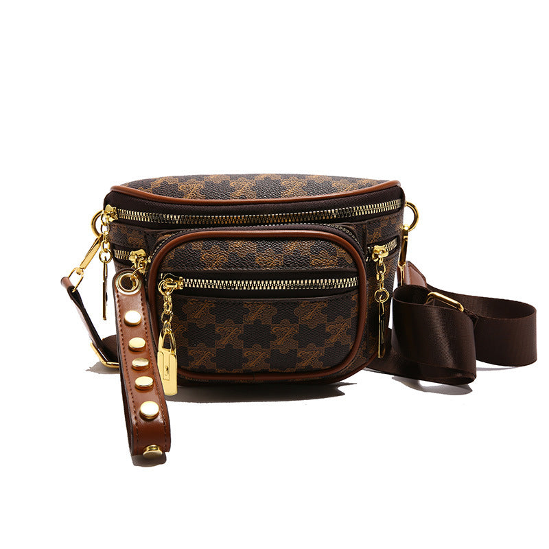 women's bag 2025 new mini chic versatile fashion retro multi-layer zipper shoulder crossbody chest bag