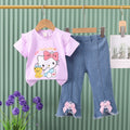 Summer boys' outfit  new baby summer clothes cute bow cat trendy style mid-to-large children's two-piece set