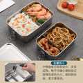 Outdoor 304 stainless steel square lunch box with snap-lock lid, food-grade bento box for students and office workers, airtight meal container