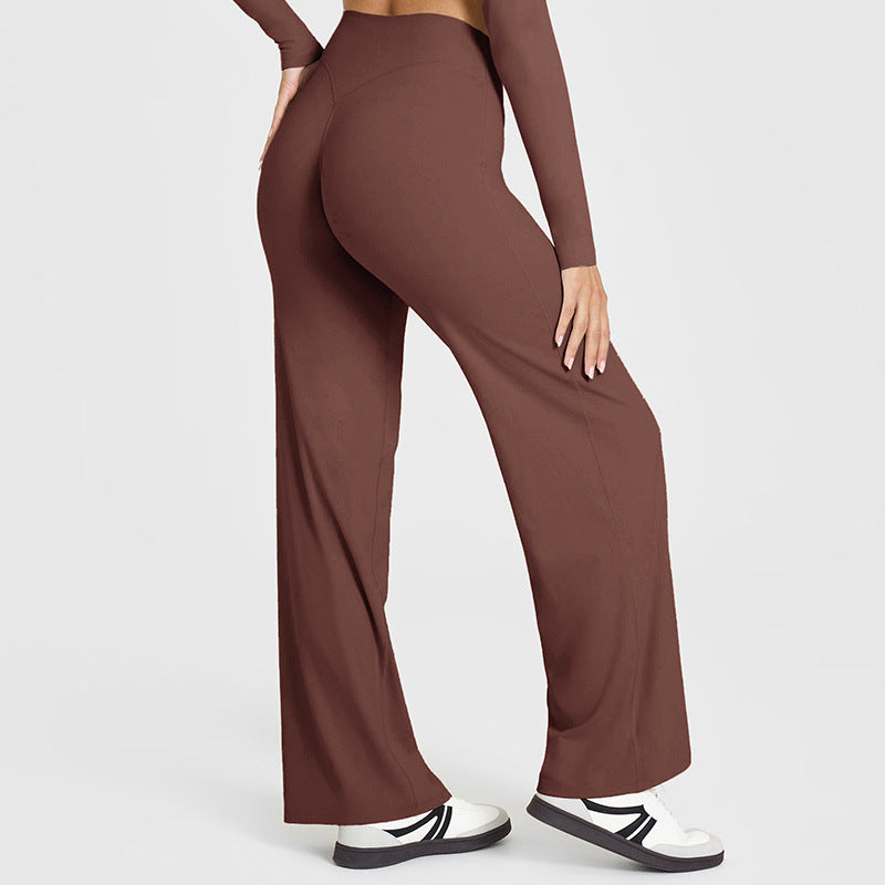 best selling straight-leg pants nude brushed sports casual yoga pants peach butt high waist large stretch fitness pants