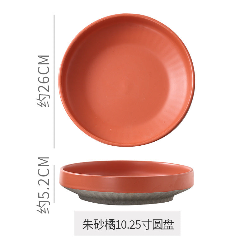 Retro stoneware dinner plate clay deep plate fruit salad plate japanese breakfast dessert plate pasta plate restaurant hotel plate