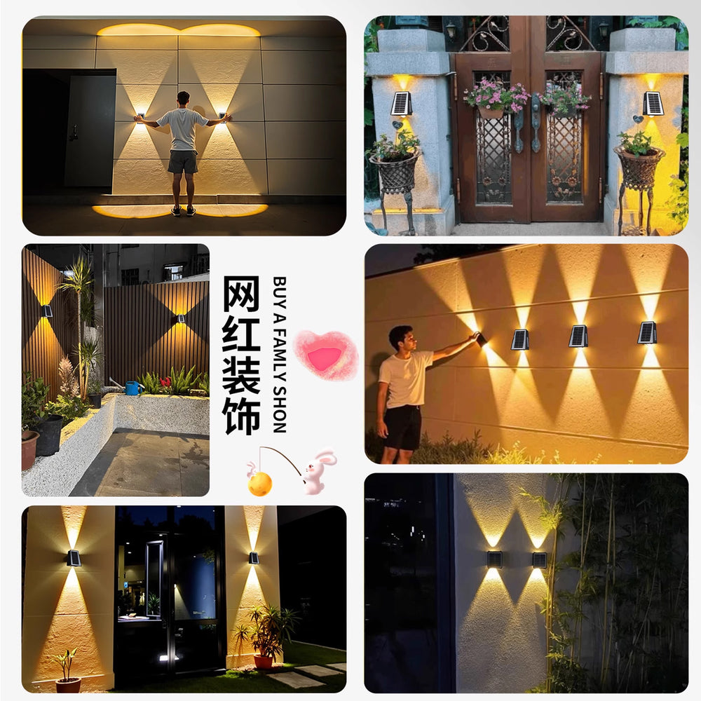 Solar powered outdoor wall light for rural areas, villas, balconies, and walls - waterproof courtyard lighting