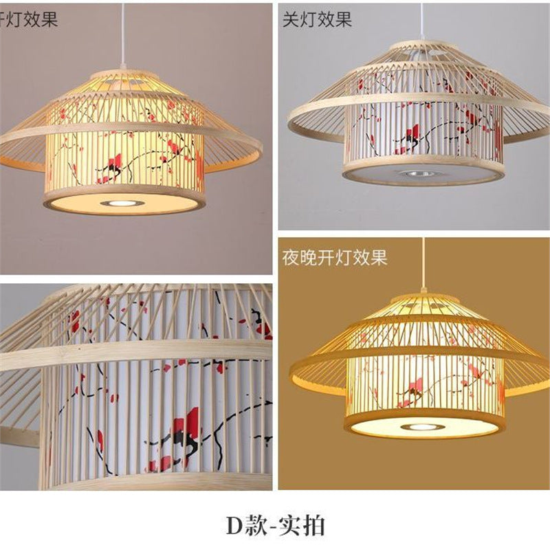 Hot pot restaurant box with spotlight bamboo lantern chandelier Chinese hotel private room store homestay bamboo stick house lamp