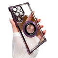Suitable for samsung s25ultra electroplated four-corner airbag magnetic phone case s26 comes with lens film a56 protective cover