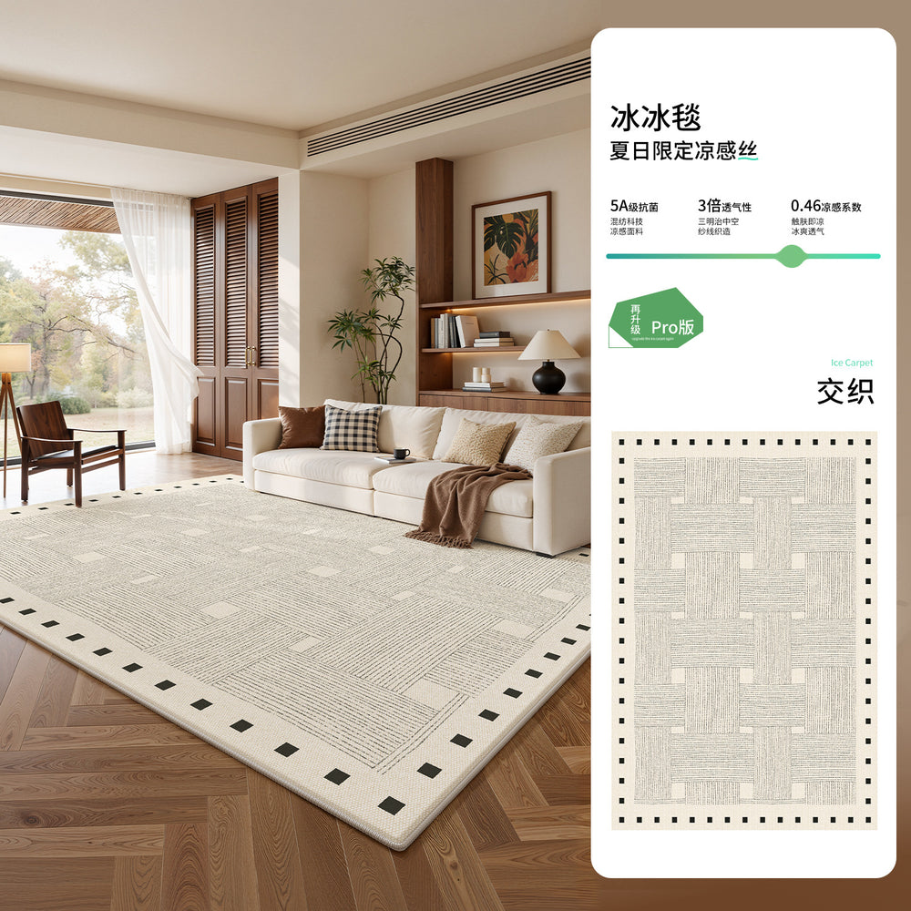 Ice silk mat carpet living room green french cream style summer no-wash wipeable sofa no-maintenance mat floor mat