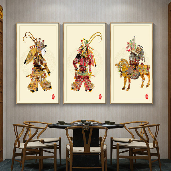 Chinese style hotel decorative painting shadow puppet drama character hanging painting restaurant catering culture tradition wall wall wall hanging painting