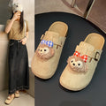 New arrival lazy shoes birkenstock slippers for women spring autum home non-slipoutwear cartoon stylish toe-cap half slippers wholesale
