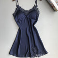 Women's sexy silk satin nightgown v-neck lace lingerie dress sleepwear s-xl