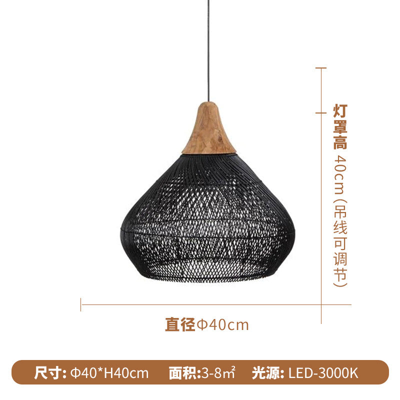 Wabi Silent Wind Retro Chandelier B & B Restaurant Tea Room Catering Clothing Store Rattan Designer Solid Wood Japanese Decorative Light