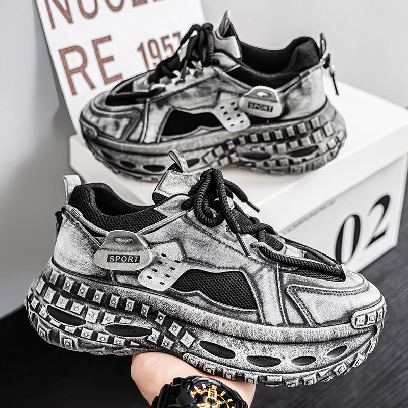 Winter men's new breathable mesh teenager sports shoes men's trendy versatile tire sole chunky dad shoes