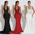 C7642 cross-border   fashion women's elegant sexy halter backless evening dress