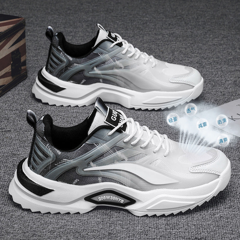 Men's spring 2025 new casual running sneakers - men's height increasing winter breathable white dad shoes - trendy sneakers