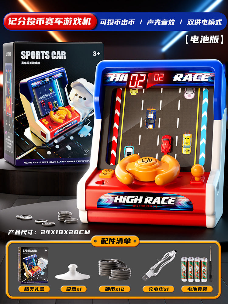 Kids' steering wheel racing simulator arcade game - adventure mode with electric sound effects - children's driving toy gift set