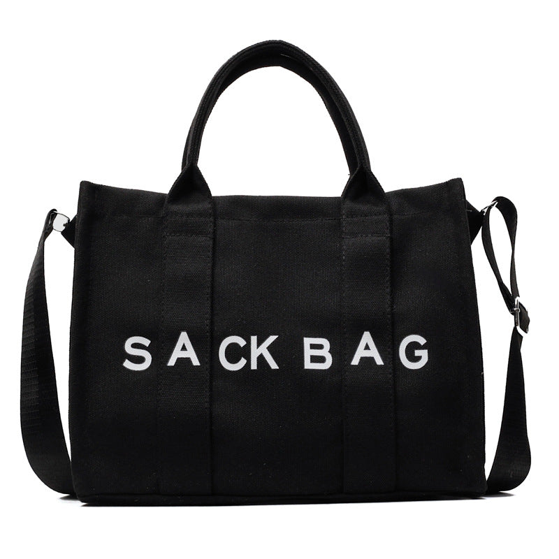 Cross-border women's bags new Korean version simple one-shoulder messenger bag women's letter printed tote bag retro portable canvas bag