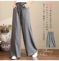 draped loose pants women's summerhigh waist cotton and linen pants casualloosestraight-leg pants