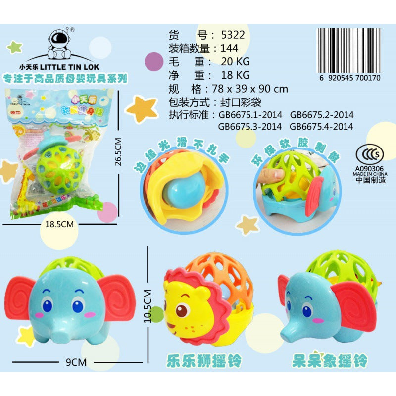 Cross-border South East Asia Baby Hand Rattle Toy Storage Box Baby Coaxing Artifact Sand Hammer Educational Teeth Biting Tooth Glue Ball Set