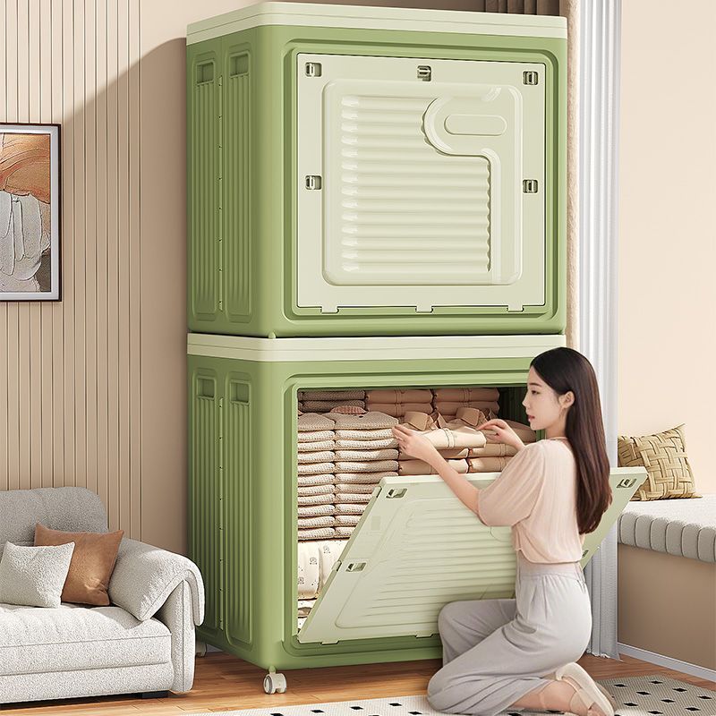 Clothes storage box Household large-capacity installation-free foldable storage box Cream wind with cover Clothes finishing and storage