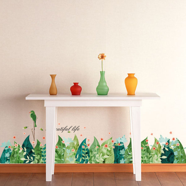 Cartoon Nordic modern minimalist style bird green leaf wall sticker living room bedroom background wall decoration sticker XH7221