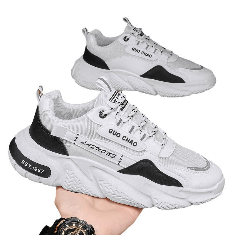 Men's shoes 2025 new arrival: popular winter mesh breathable men's athletic casual chunky platform sneakers - high-top dad shoes