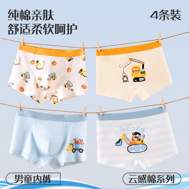 Children's underwear Class A cotton boys' underwear cartoon boxers medium and large children's baby student boxers children's underwear