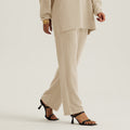 new women's loose fit active pants - elastic waistband, slimming straight leg, everyday running & fitness long pants