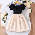 Girls' dress for toddlers and young children, wavy hem corset-top short sleeve dress