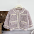Girloutwear small fragrant soft waxy wool sweater little girl pink purple kids celebrity winter clothing