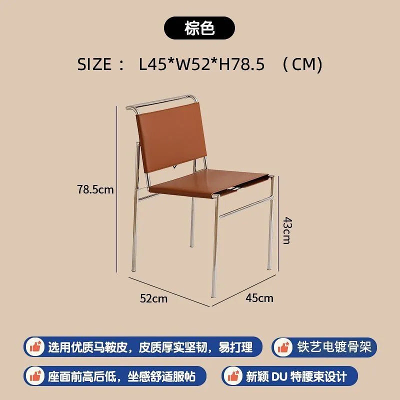 Vintage bauhaus dining chair - nordic designer style, premium home study chair, cafe upholstered backrest chair