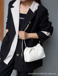 This year's trendy gold chain shoulder bag for women, 2024's new cloud-shaped pleated bag, genuine leather single-shoulder crossbody bag, fashionable