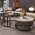 Rock slab coffee table living room solid wood table balcony small apartment for homecasualaccessible luxury round side table retractable combination