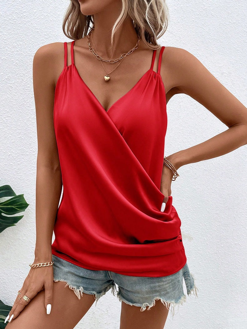 Aliexpress hot-selling women's summer new satin camisole - european and american style inner layer top - unique design