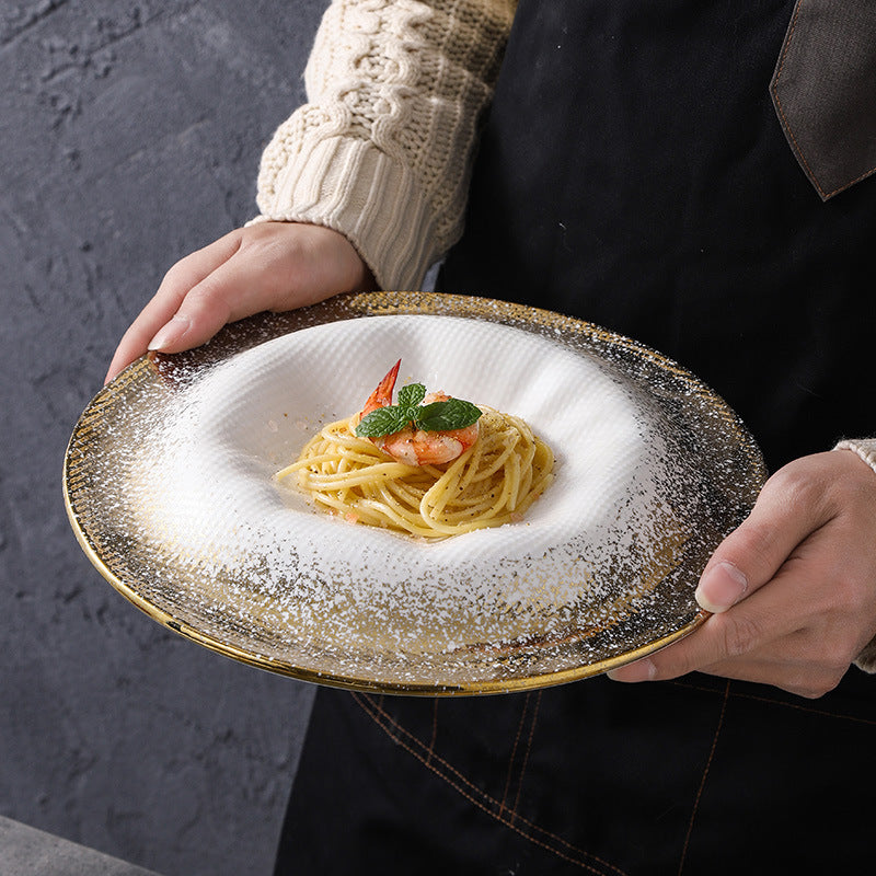 High-end ceramic dinnerware for restaurants and hotels, perfect for home use. ideal for western-style plating, desserts, and pastries. unique, aesthetically pleasing ceramic plates