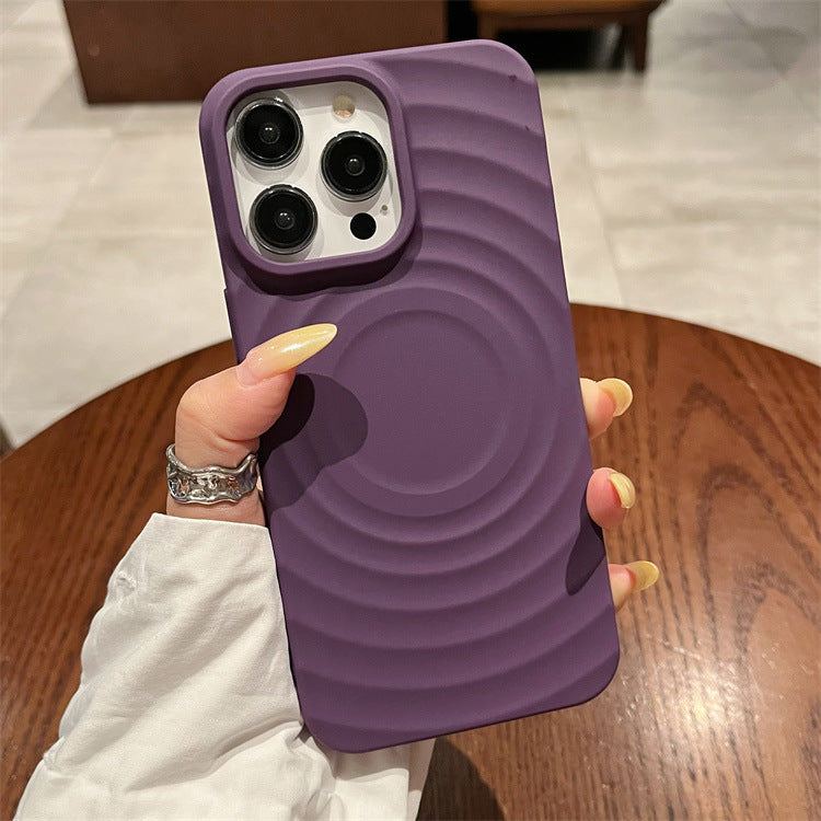 Sun shell suitable for apple 16pro magnetic ring pattern mobile phone case iphone12/15 pure color tpu protective cover